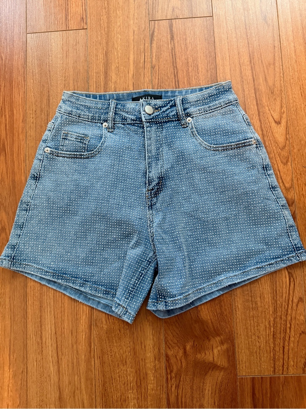 AKIRA Light Blue Studded Denim Shorts